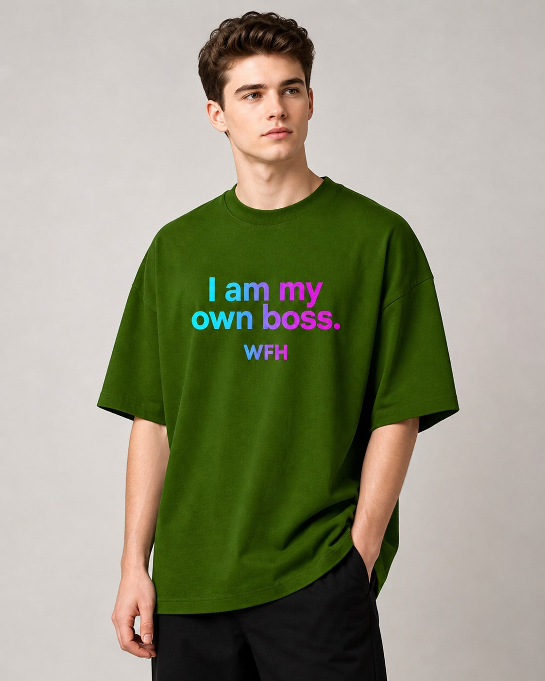 I Am My Own Boss Printed Oversized 220 GSM 100% Cotton T-Shirt for Men