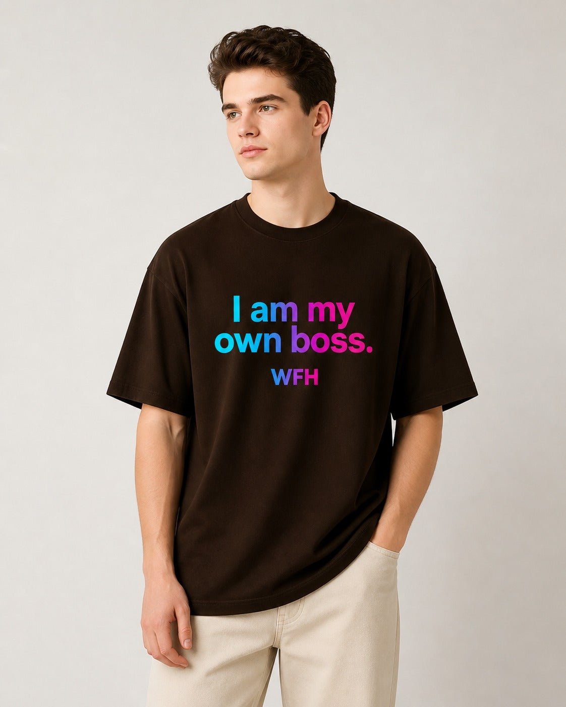 I Am My Own Boss Printed Oversized 220 GSM 100% Cotton T-Shirt for Men