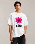 Life Printed Oversized 220 GSM 100% Cotton T-Shirt for Men