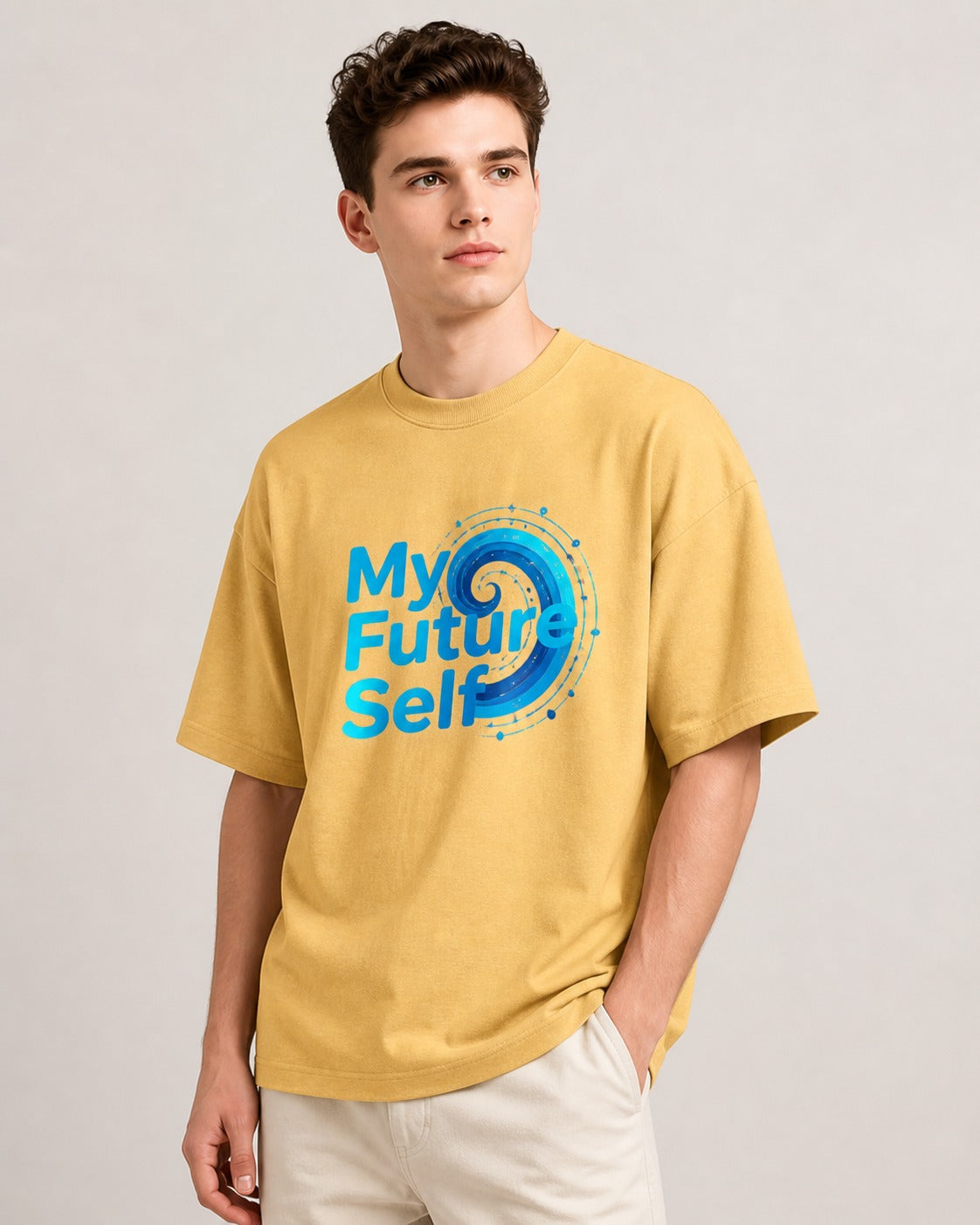 My Future Self Printed Oversized 220 GSM 100% Cotton T-Shirt for Men