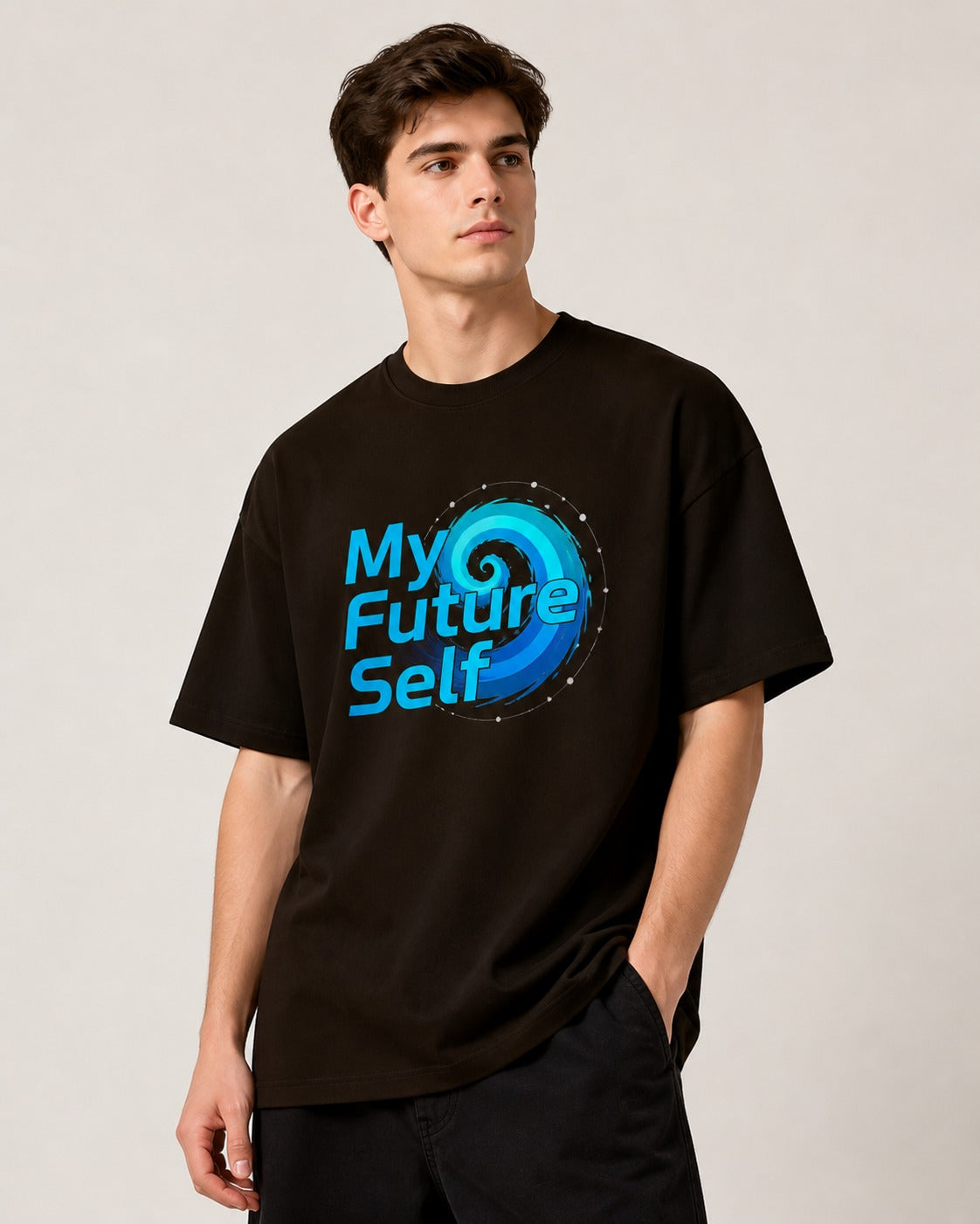 My Future Self Printed Oversized 220 GSM 100% Cotton T-Shirt for Men