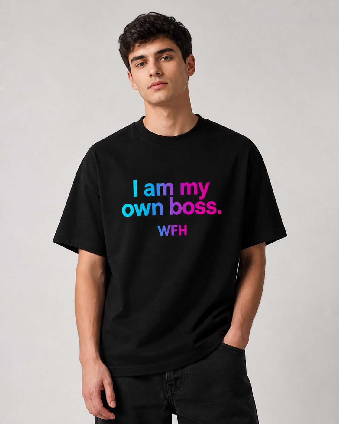 I Am My Own Boss Printed Oversized 220 GSM 100% Cotton T-Shirt for Men