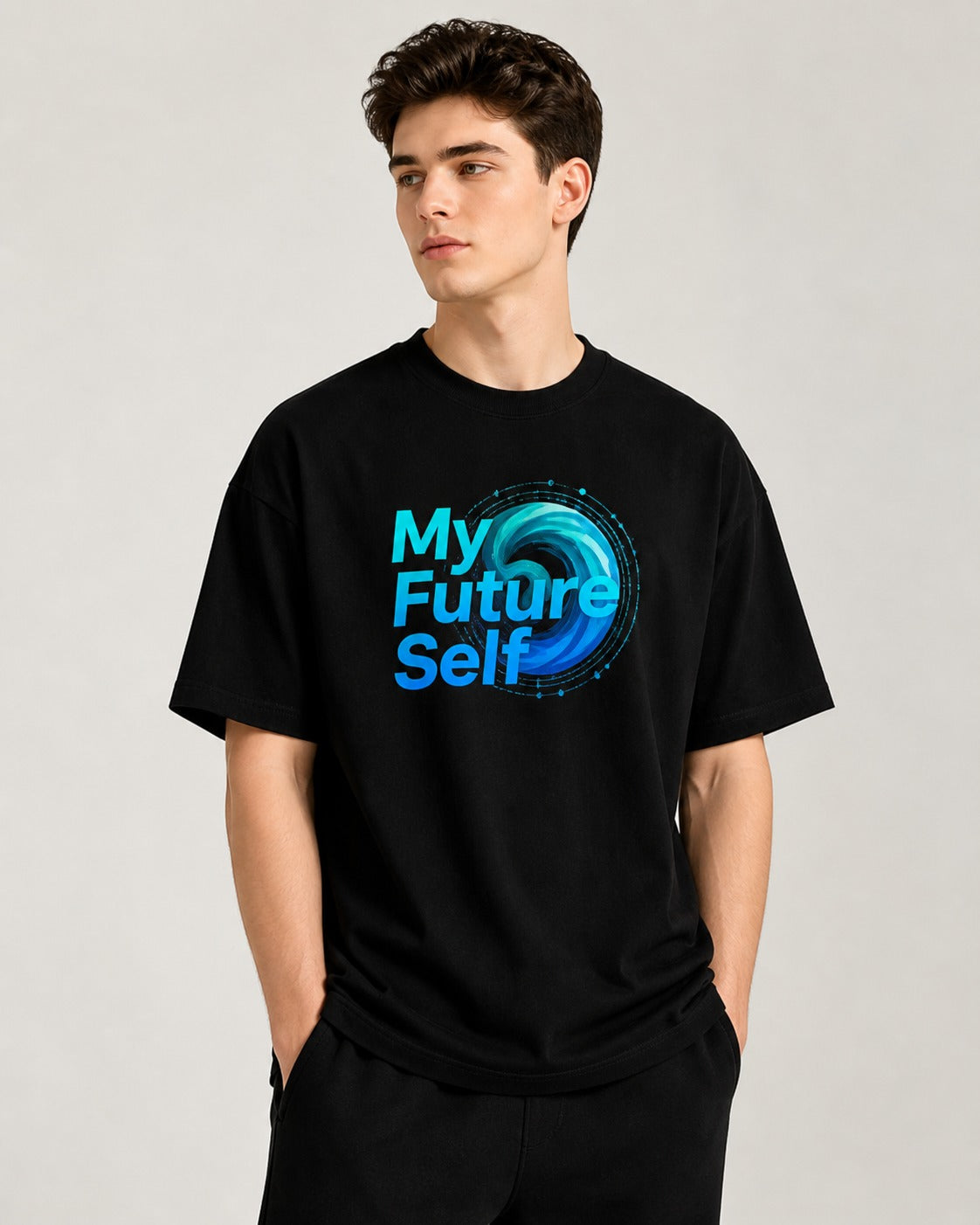 My Future Self Printed Oversized 220 GSM 100% Cotton T-Shirt for Men