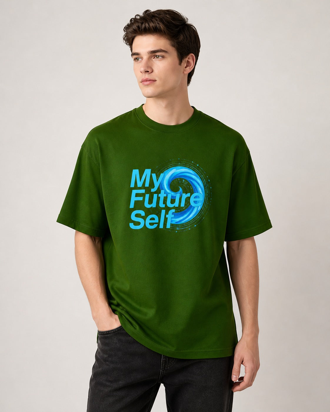 My Future Self Printed Oversized 220 GSM 100% Cotton T-Shirt for Men