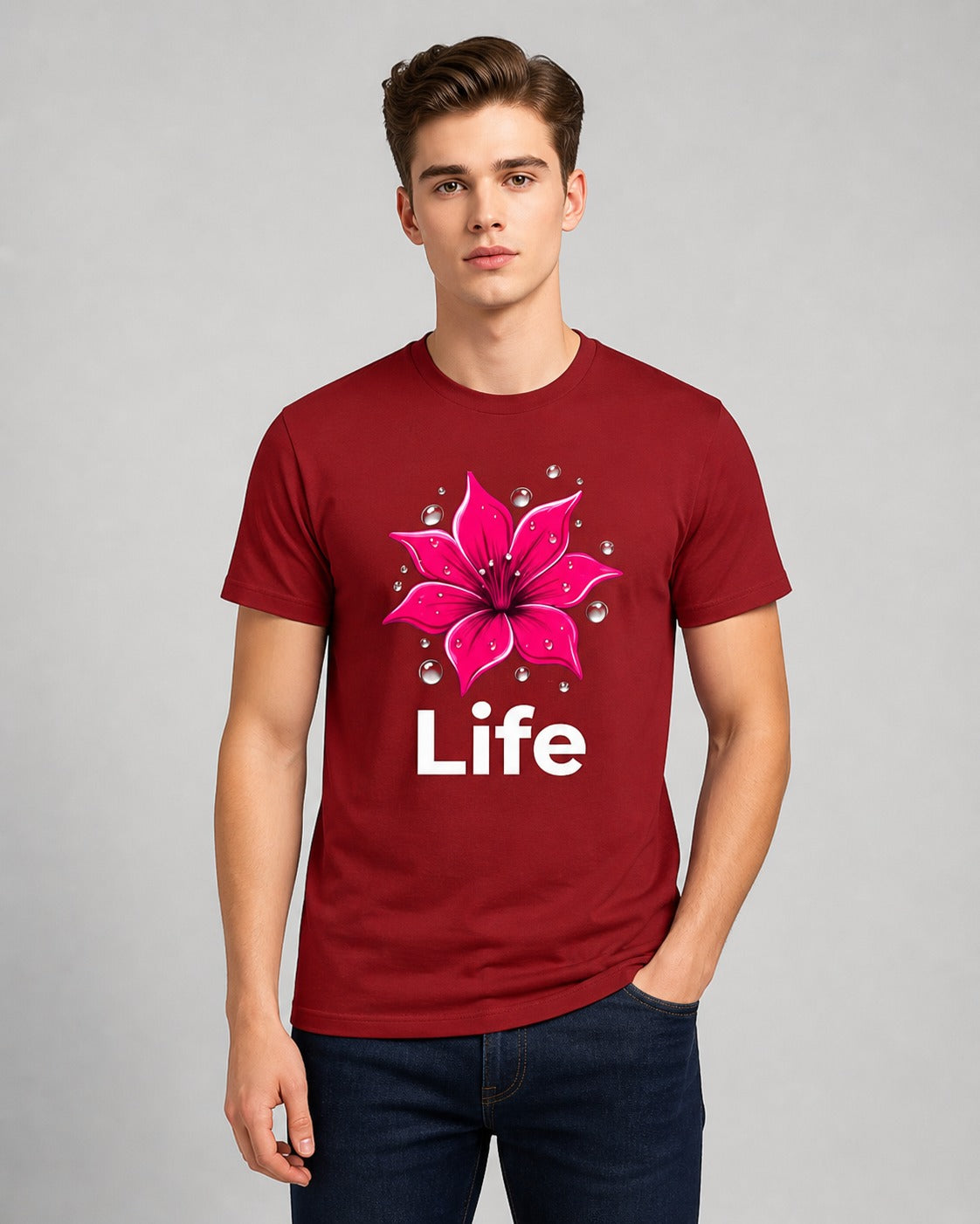 Liife Printed Regular Fit 180 GSM 100% Cotton T-Shirt for Men