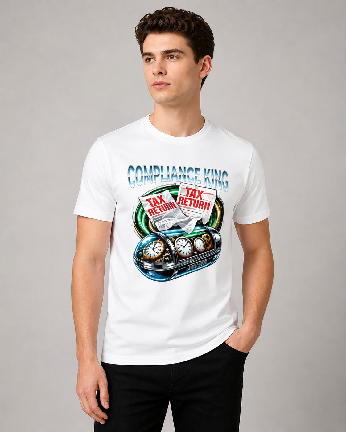 Compliance King Printed Regular Fit 180 GSM 100% Cotton T-Shirt for Men