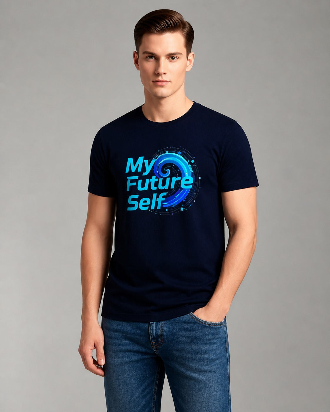 My Future Self Printed Regular Fit 180 GSM 100% Cotton T-Shirt for Men