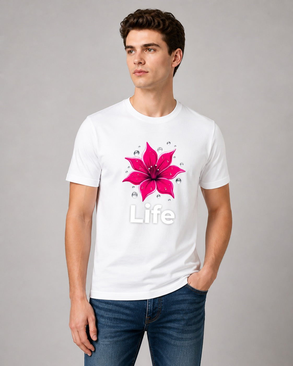 Liife Printed Regular Fit 180 GSM 100% Cotton T-Shirt for Men