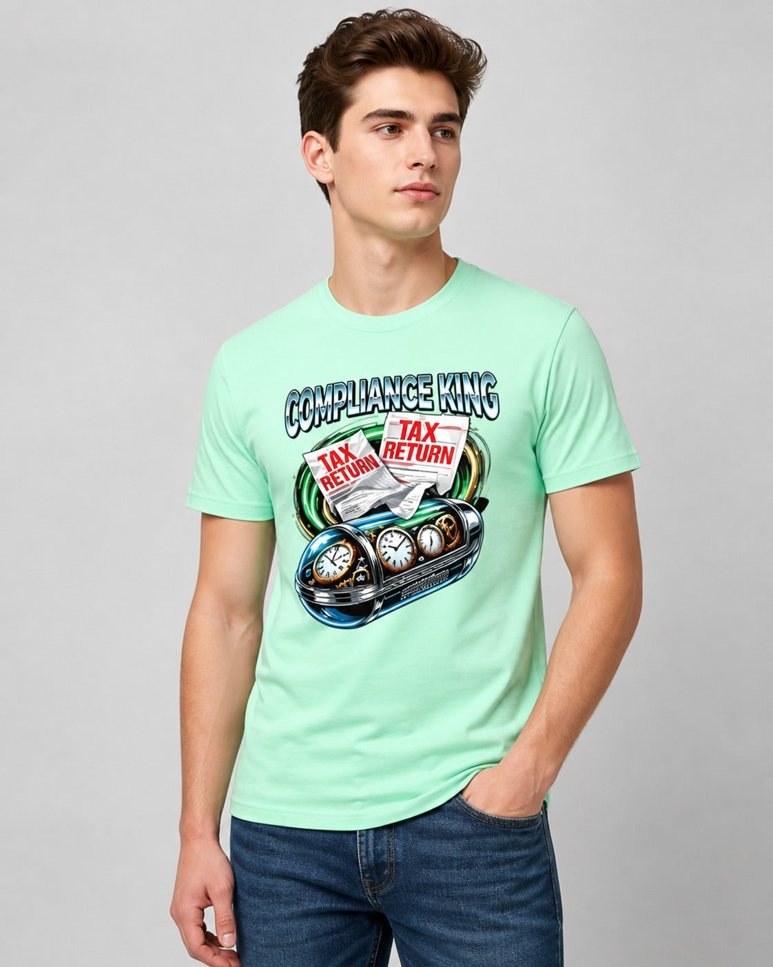 Compliance King Printed Regular Fit 180 GSM 100% Cotton T-Shirt for Men