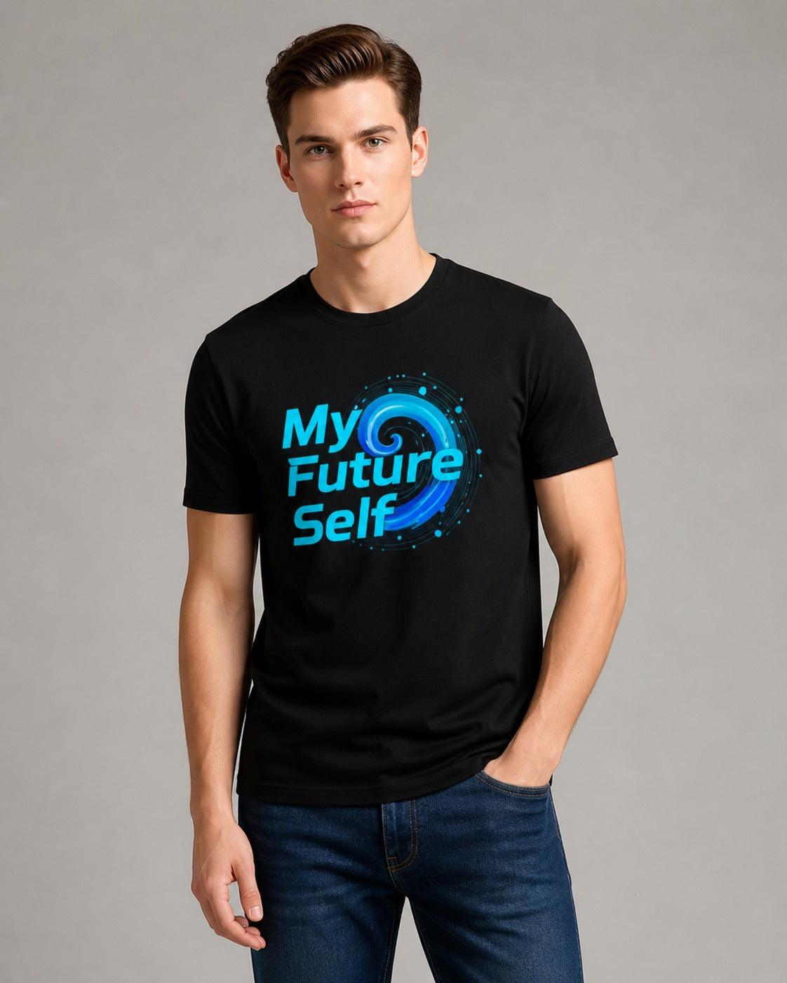 My Future Self Printed Regular Fit 180 GSM 100% Cotton T-Shirt for Men