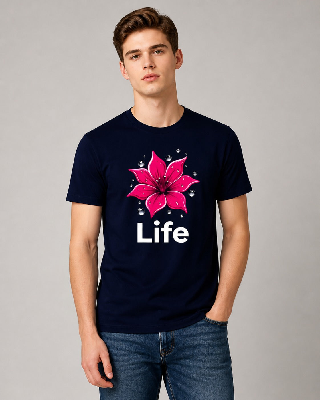 Liife Printed Regular Fit 180 GSM 100% Cotton T-Shirt for Men