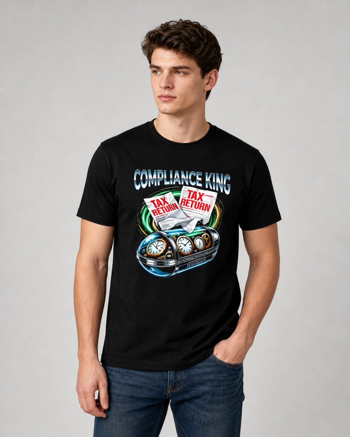 Compliance King Printed Regular Fit 180 GSM 100% Cotton T-Shirt for Men