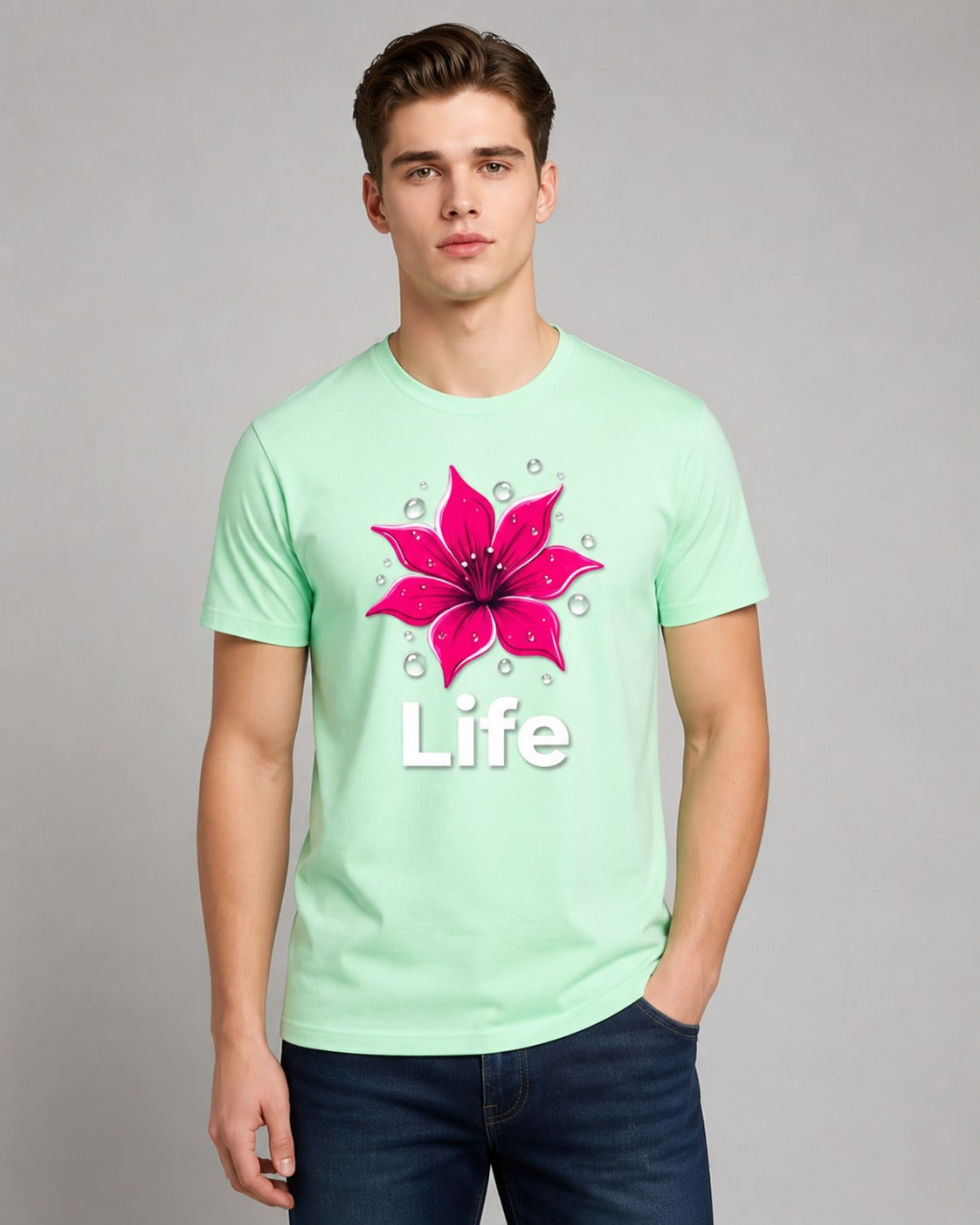 Liife Printed Regular Fit 180 GSM 100% Cotton T-Shirt for Men
