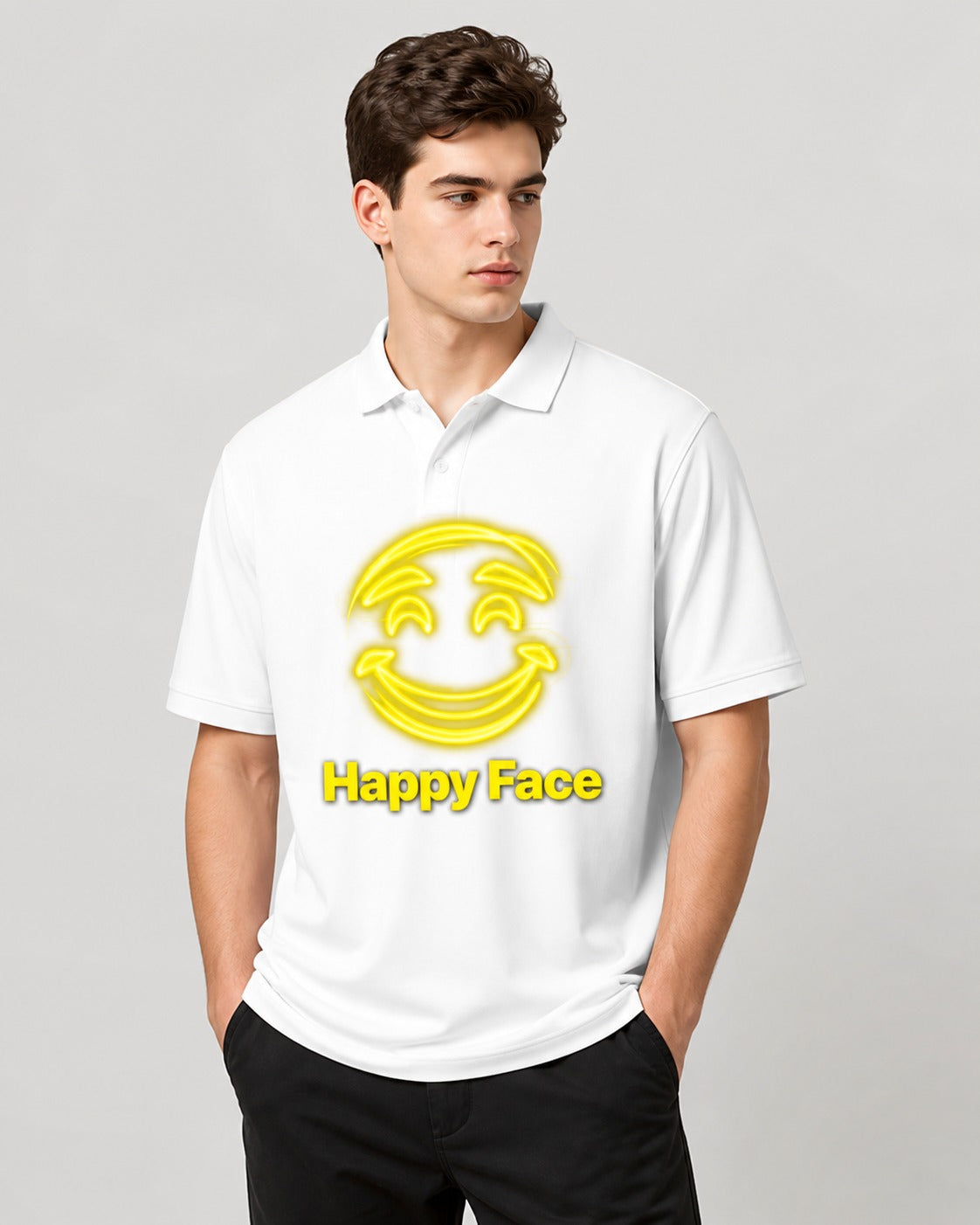 Happy Smile Polo T-Shirt 220 GSM Matty 100% Cotton Regular Fit for Men