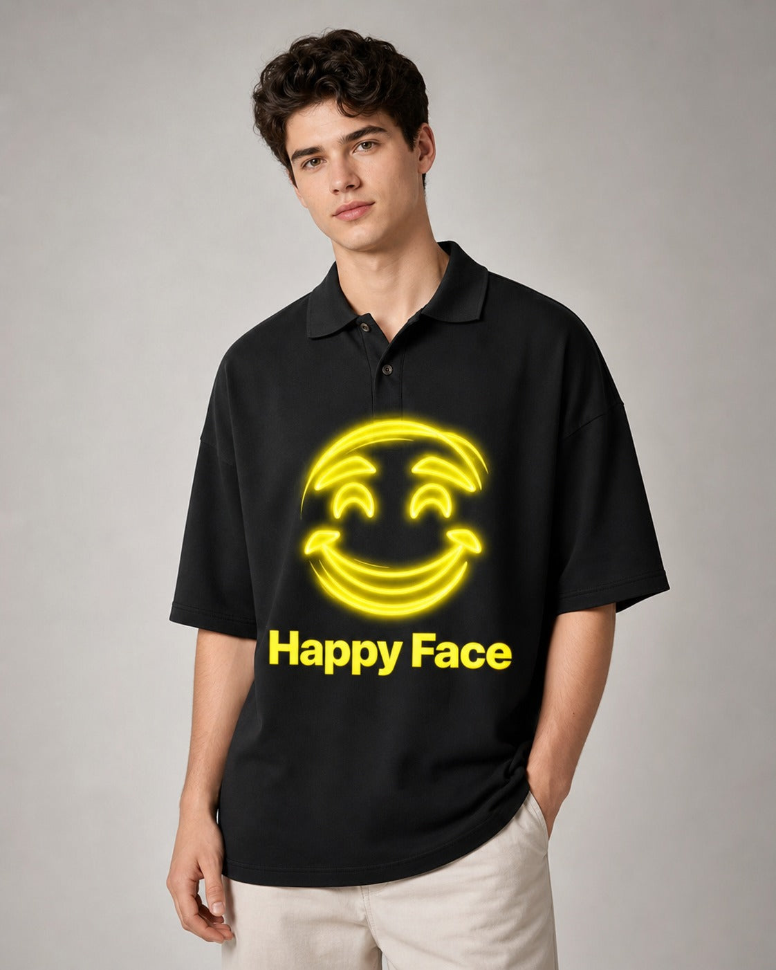 Happy Smile Polo T-Shirt 220 GSM Matty 100% Cotton Regular Fit for Men