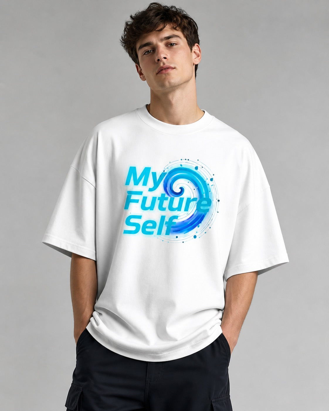 My Future Self Printed Oversized 240 GSM French Terry 100% Cotton T-Shirt for Men