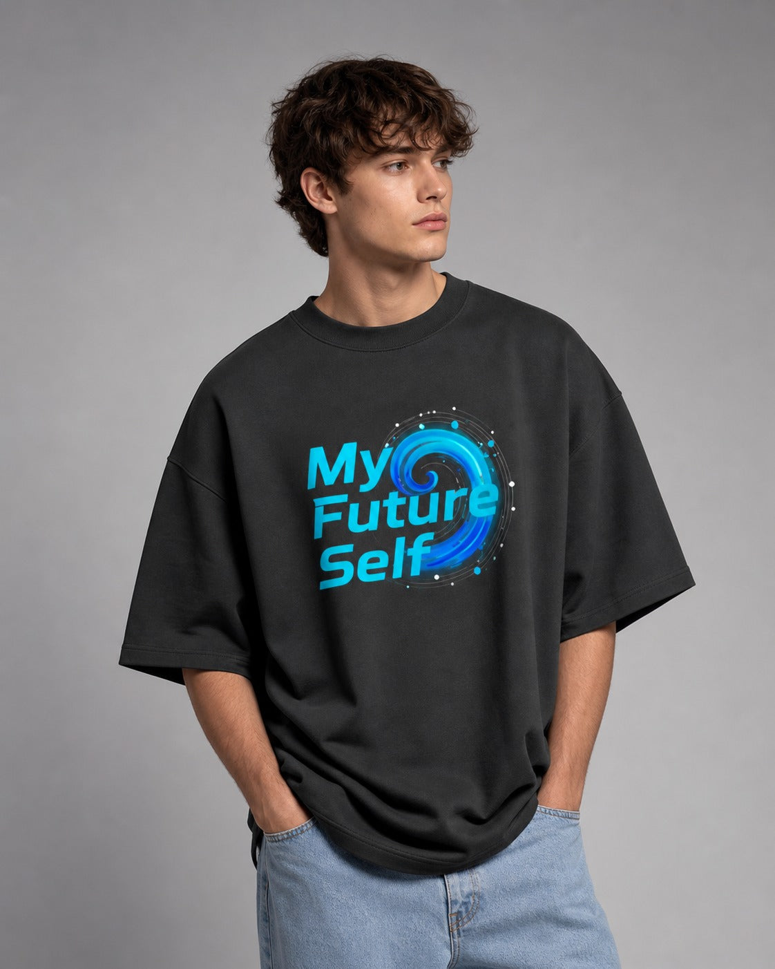 My Future Self Printed Oversized 240 GSM French Terry 100% Cotton T-Shirt for Men