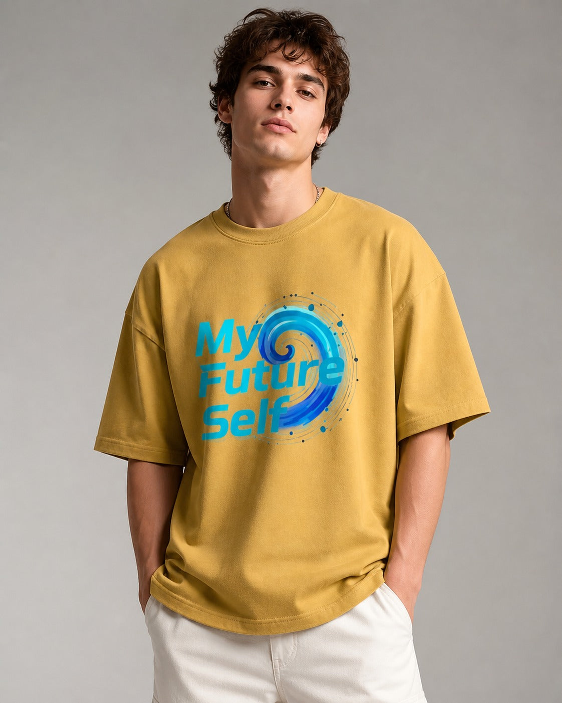 My Future Self Printed Oversized 240 GSM French Terry 100% Cotton T-Shirt for Men