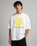 Happy Smile Printed Oversized 240 GSM French Terry 100% Cotton T-Shirt for Men
